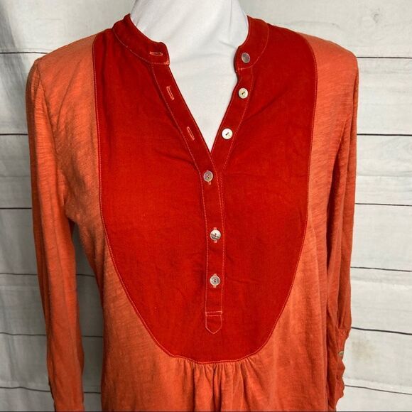 Anthro Meadow Rue Amira Henley orange Medium - Picture 3 of 11